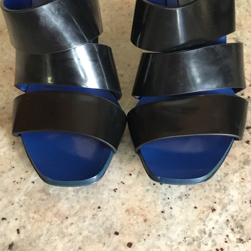 Proenza Schouler Black Blue Patent Leather Strappy Heels Sandals - Picture 6 of 16